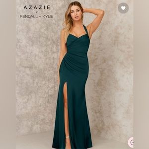 Azazie x Kendall & Kylie Green Maxi Dress with Slit